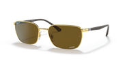 Ray-Ban Chromance square sunglasses, gold frame with polarized brown lenses