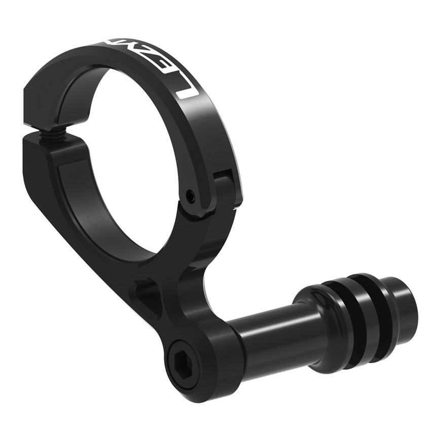 Small bike light mount clamp with black U-bolt style bracket and round ring