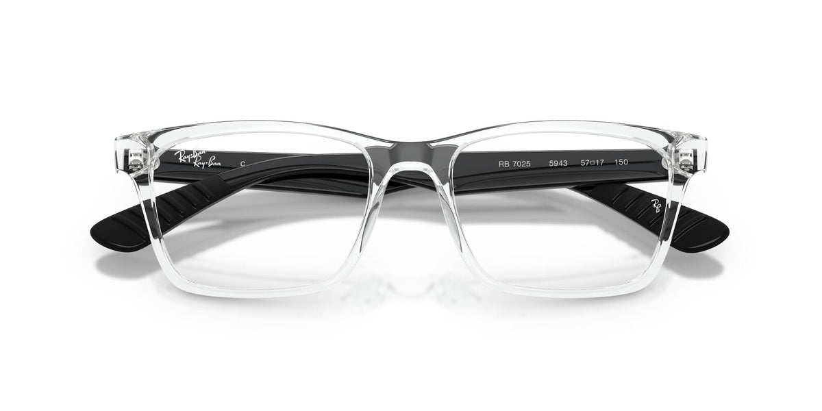 Ray-Ban RX7025 prescription eyewear frames, front view with dark interior temples