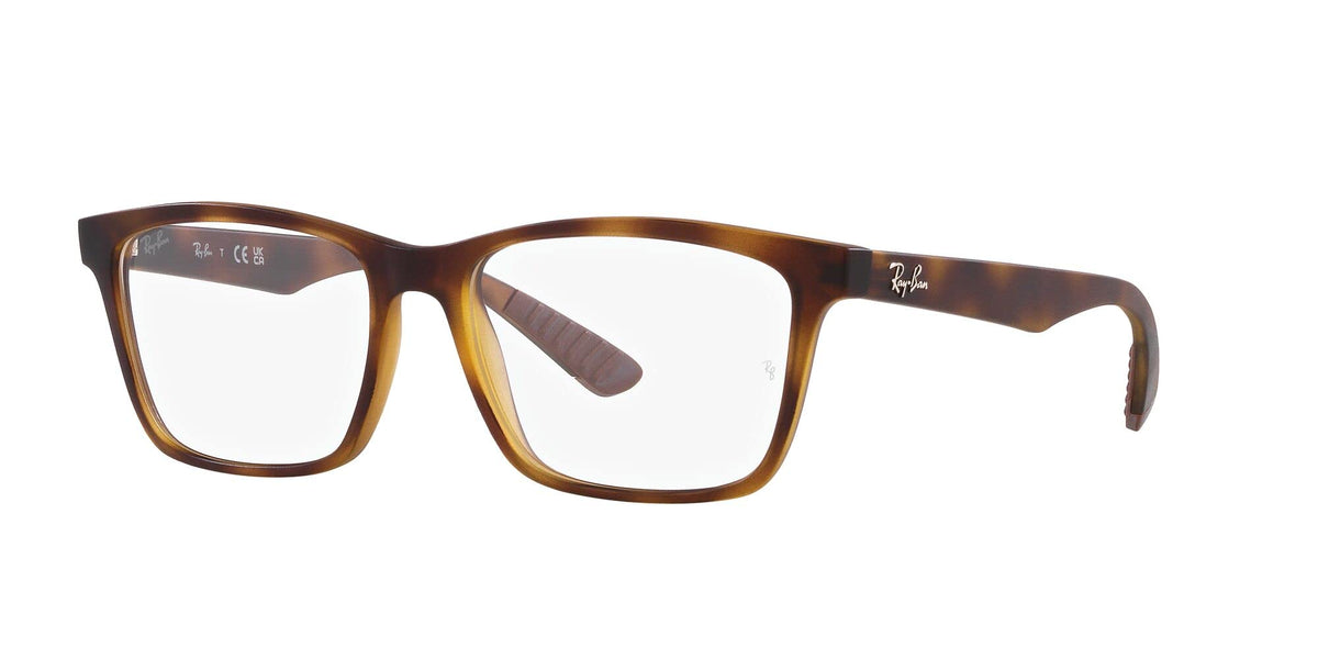 Tortoise brown rectangular prescription frames, angled side view