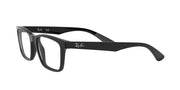 Black rectangular eyeglass frames with textured temple arm, side view.