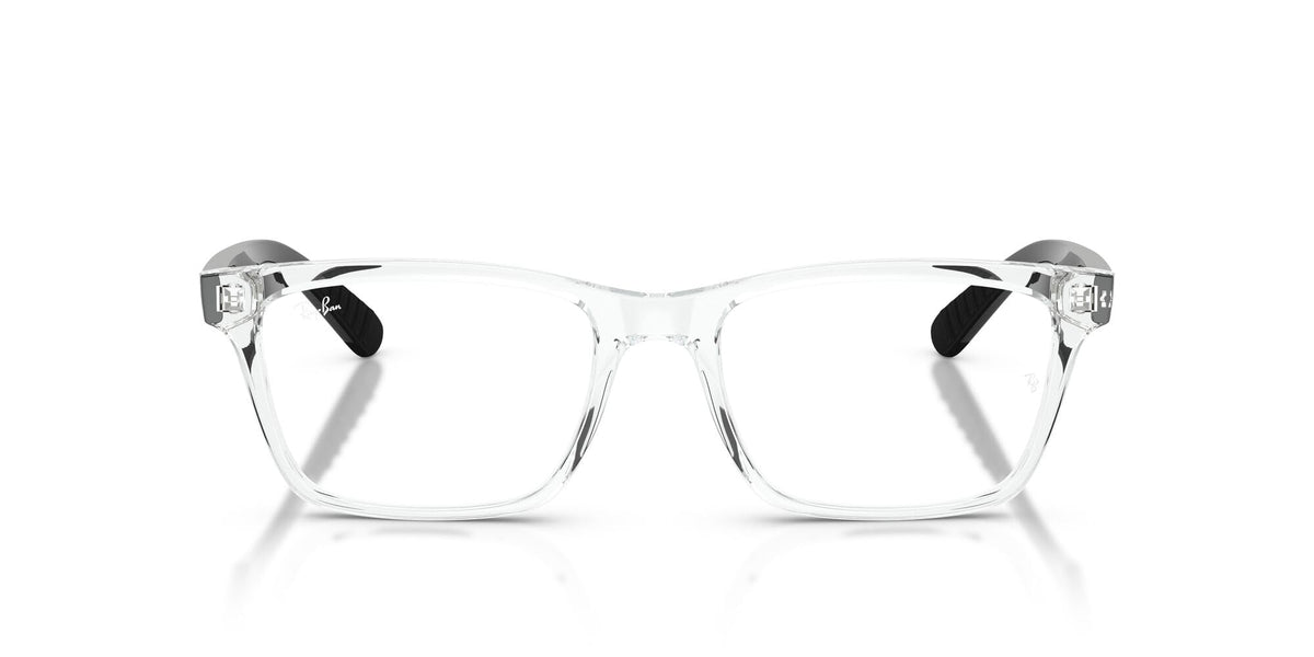 Ray-Ban RX7025 prescription eyewear frames, clear front with dark temple accents