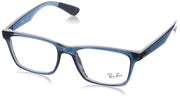 Ray-Ban RX7025 eyeglass frames, blue with clear lenses and ribbed temple grips