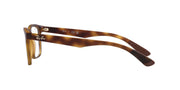 Tortoise brown prescription frames, side profile with logo on temple