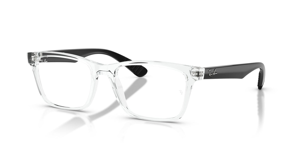 Ray-Ban RX7025 prescription eyewear frames, transparent front with dark temples