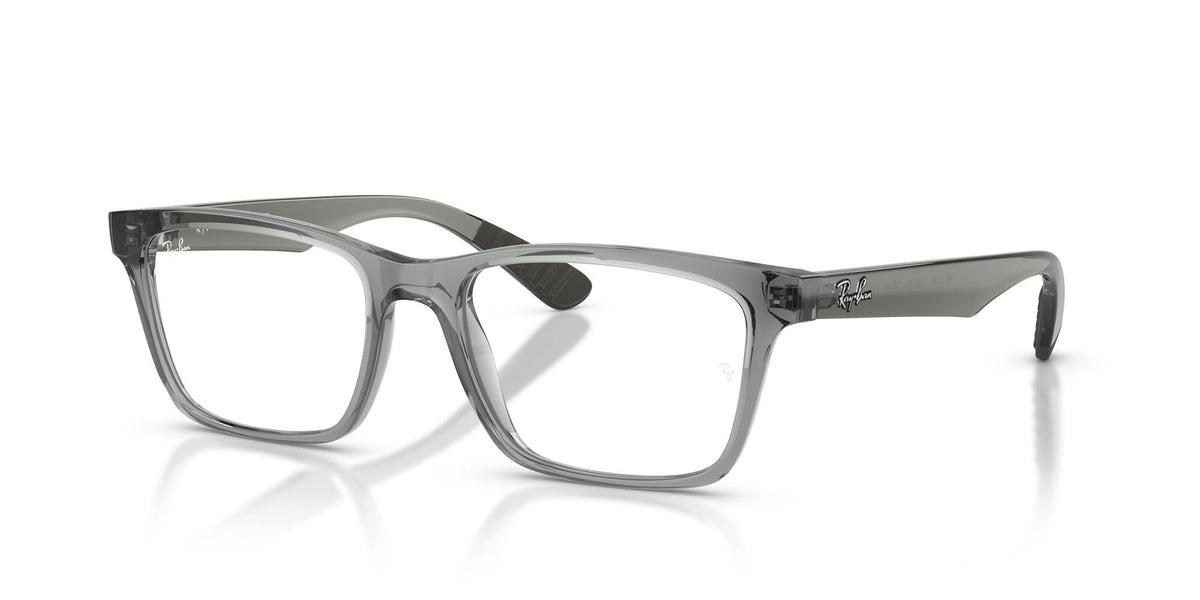 Ray-Ban RX7025 prescription eyewear frames, side angle with gray frame and dark temples