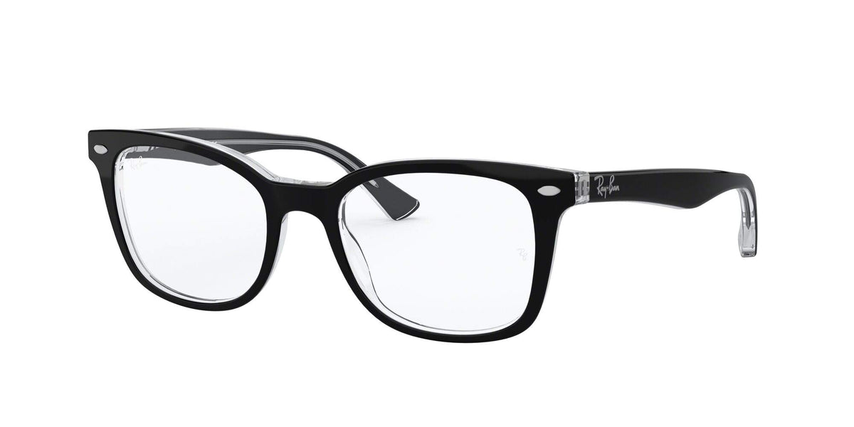 Ray-Ban RX5285 Prescription Eyewear Frames — Black On Transparent/Demo Lens — view 3