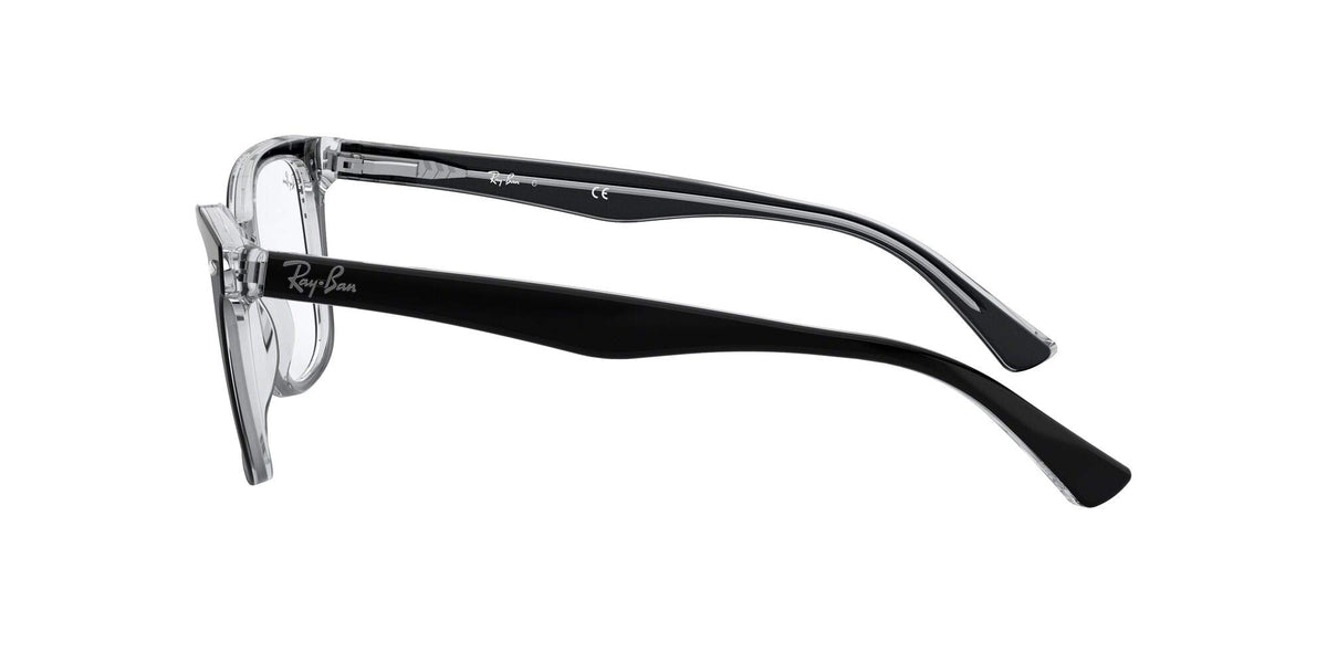 Ray-Ban RX5285 Prescription Eyewear Frames — Black On Transparent/Demo Lens — view 5