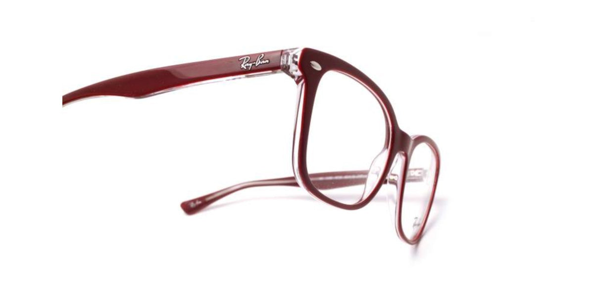 Ray-Ban RX5285 Prescription Eyewear Frames — Bordeaux On Transparent/Demo Lens — view 10