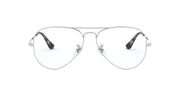 Light silver prescription eyewear frames with clear lenses and dark demo lens cutouts
