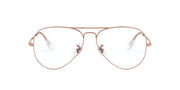 Rose gold metal aviator-style prescription eyeglass frame with clear demo lenses