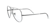 Silver prescription eyewear frames with metal rims and clear demo lenses