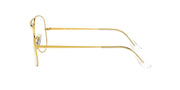 Gold metal oval prescription eyeglass frame with clear demo lenses