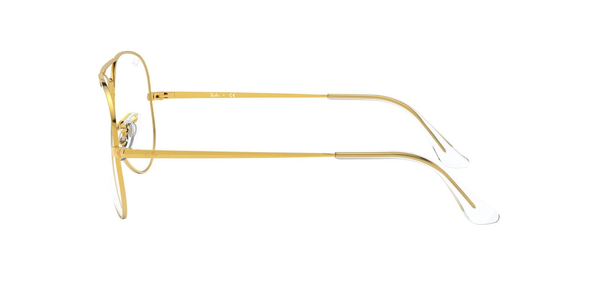 Gold metal oval prescription eyeglass frame with clear demo lenses