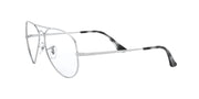 Silver prescription eyewear frames with matte black temple tips and clear demo lenses