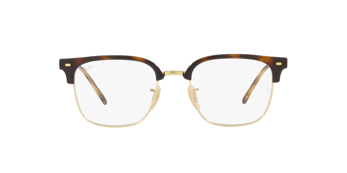 Ray-Ban RX7216 Havana frames with clear lenses and rose-gold tone temples, front view