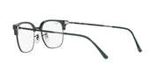 Green-accent prescription eyewear frames with rectangular demo lenses and metal temples