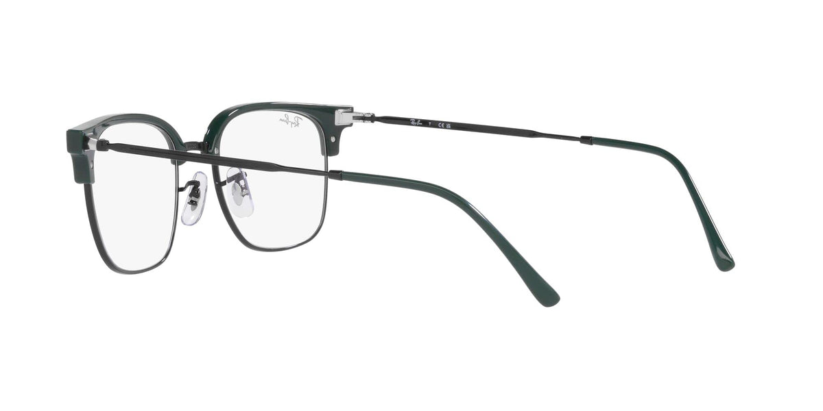 Green-accent prescription eyewear frames with rectangular demo lenses and metal temples