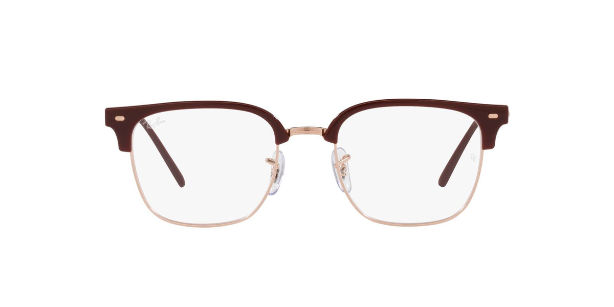 Brown prescription eyewear frames with rectangular demo lenses and metal bridge