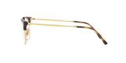 Ray-Ban RX7216 gold-tone Havana frames with clear lenses and black temple accents, profile