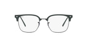 Black prescription eyewear frames with rectangular demo lenses and metal temples