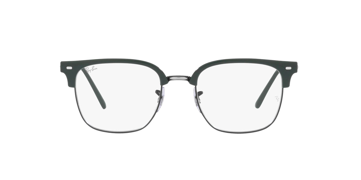 Black prescription eyewear frames with rectangular demo lenses and metal temples