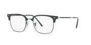 Black prescription eyewear frames angled view with rectangular demo lenses and metal temples