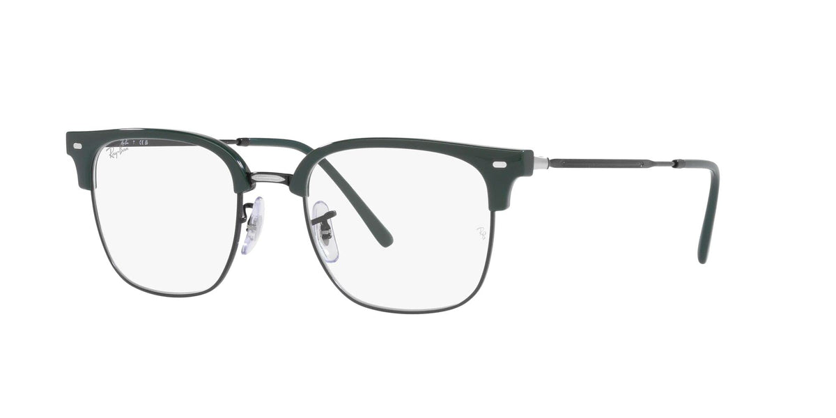 Black prescription eyewear frames angled view with rectangular demo lenses and metal temples