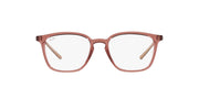 Ray-Ban RX7185 prescription frames in warm red-brown with tan nose bridge