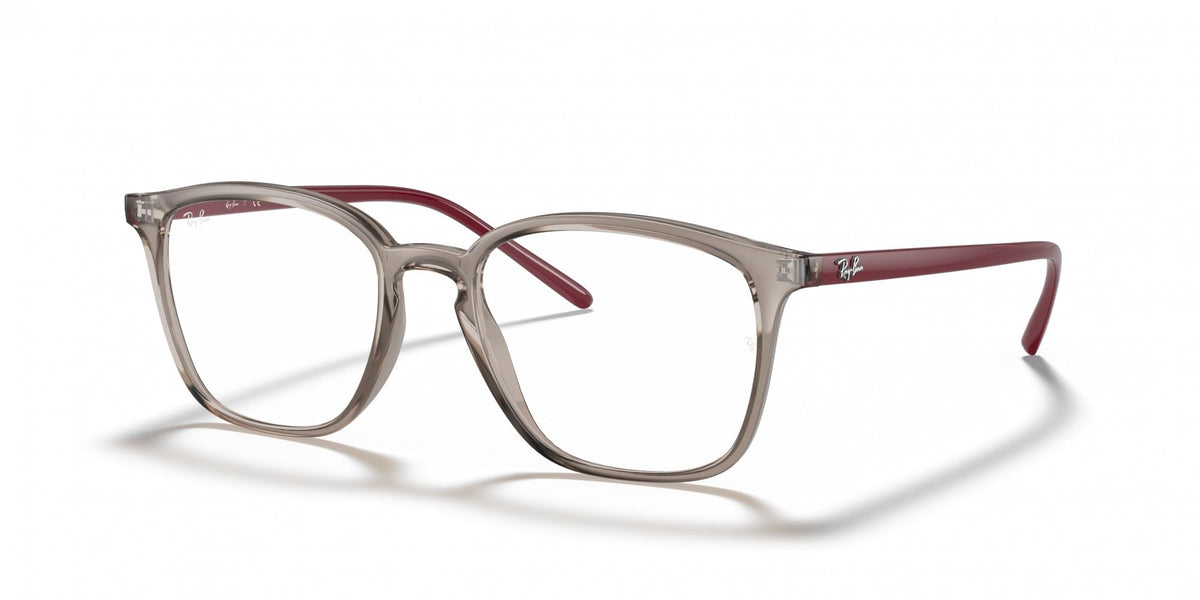 Ray-Ban RX7185 prescription eyewear frames, havana-style with burgundy inner accents