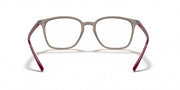 Ray-Ban RX7185 prescription eyewear frames, light brown with burgundy temple tips