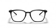 Black full-rim eyeglass frames with rounded-square lenses, front view