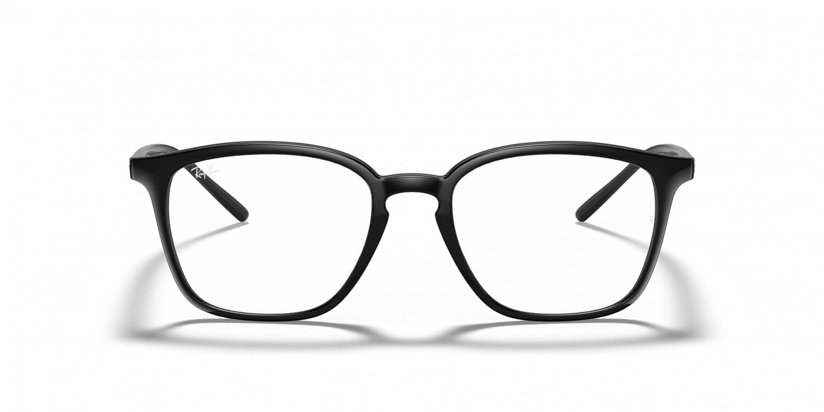 Black full-rim eyeglass frames with rounded-square lenses, front view