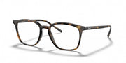 Translucent tortoise eyeglass frames with square lenses and slim temples