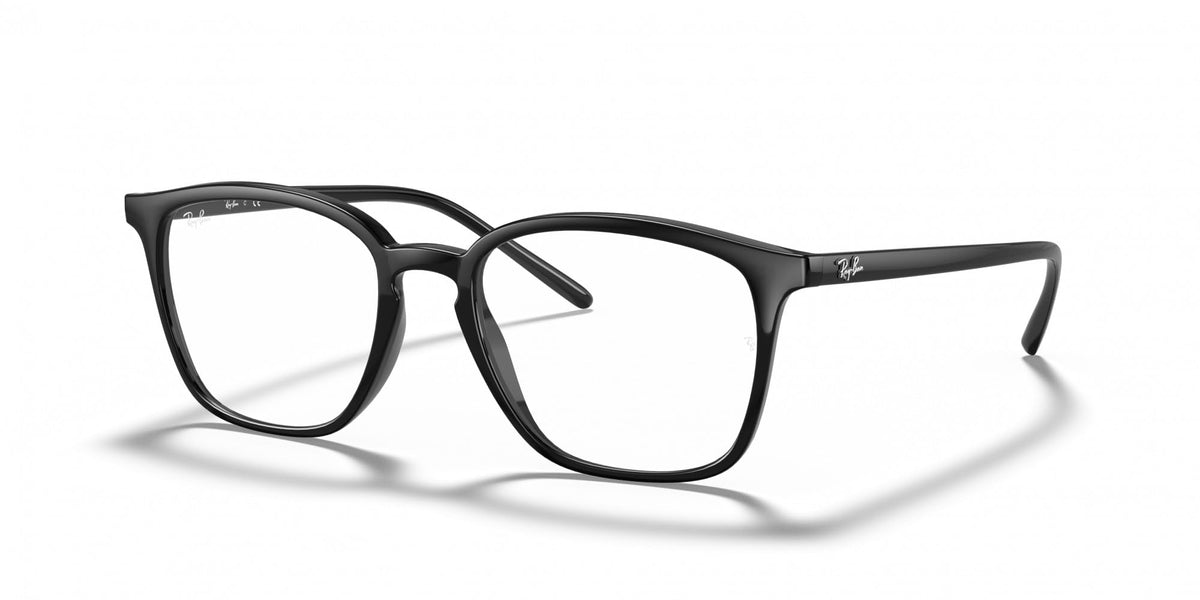 Matte black full-rim eyeglass frames with square lenses and curved temples