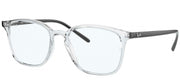 Ray-Ban RX7185 prescription eyewear frames, clear/transparent with grey lenses