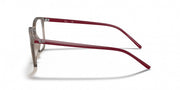 Ray-Ban RX7185 prescription eyewear frames, light brown frame with burgundy temples