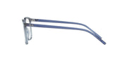 Ray-Ban RX7185 prescription frames side view in light blue with clear front details