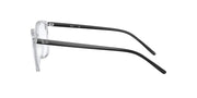 Ray-Ban RX7185 prescription frames with dark transparent blue front and black temples