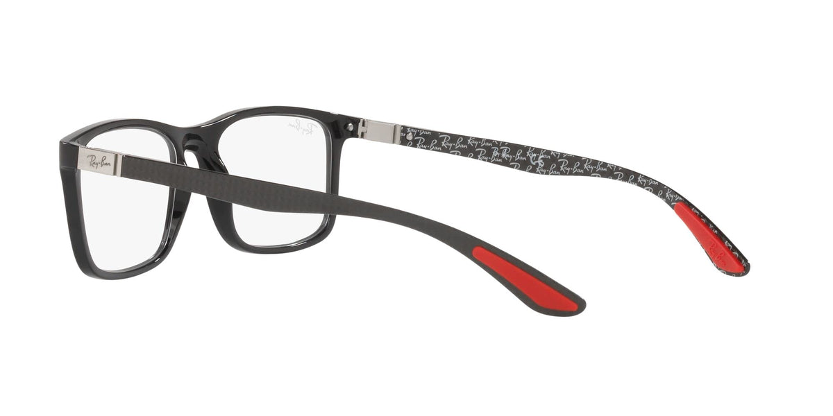 Ray-Ban RX8908 prescription frames, dark rectangular shape with red temple accents