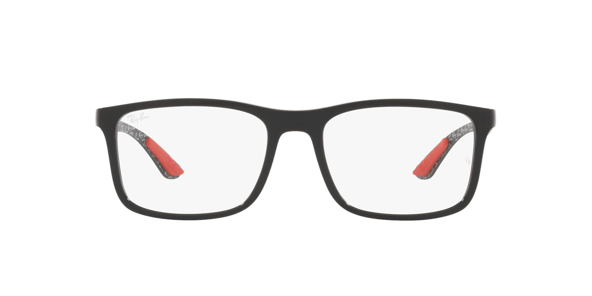 Ray-Ban RX8908 prescription frames with dark finish and red temple accents
