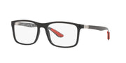 Ray-Ban RX8908 frames, front view with dark rectangular lenses and red-tipped temple accents