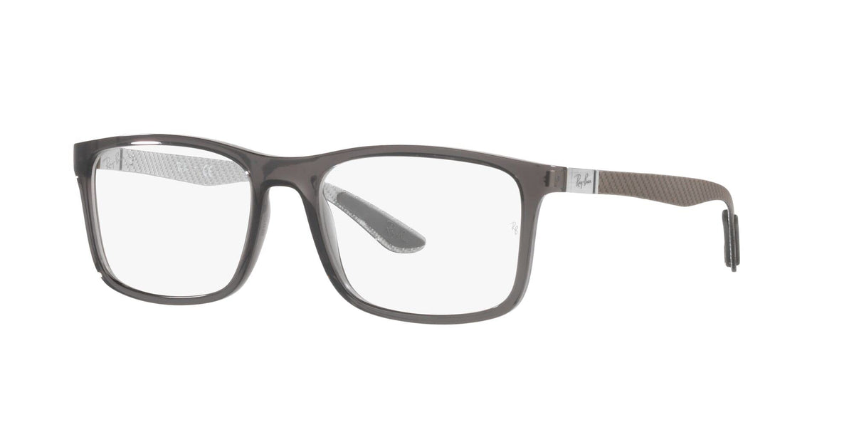 Ray-Ban RX8908 frames, dark rectangular front with textured temple arms