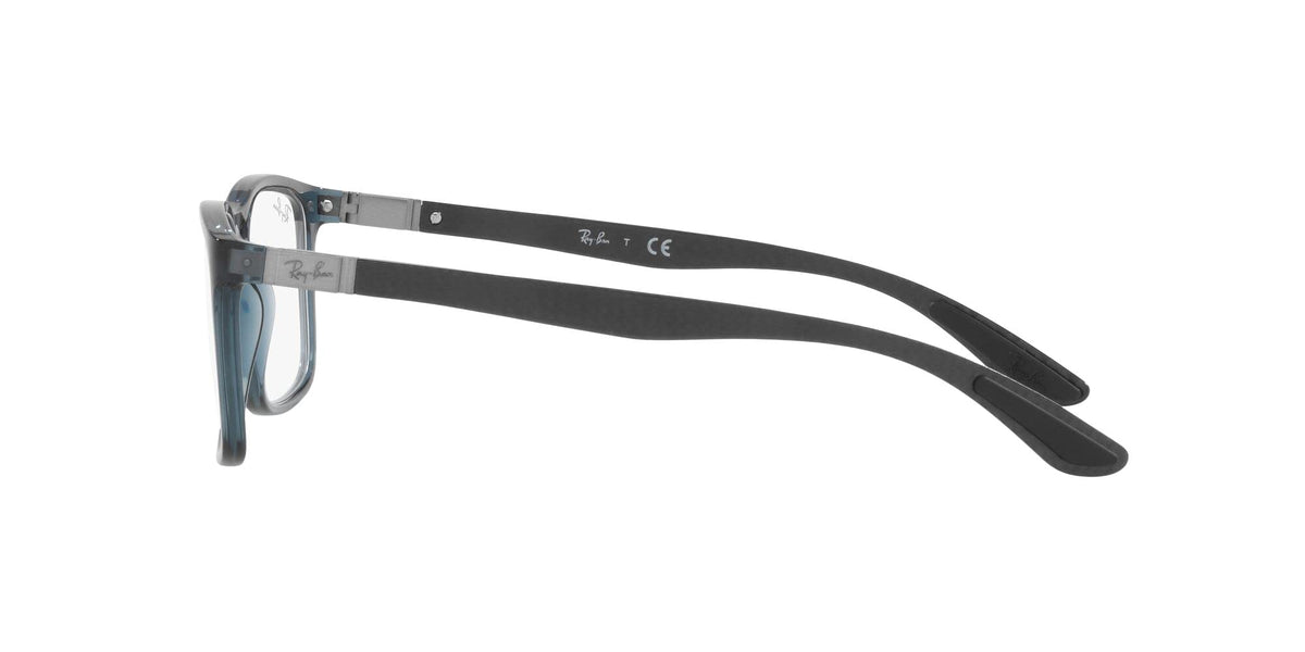 Matte black eyeglass frames with demo lenses, side profile