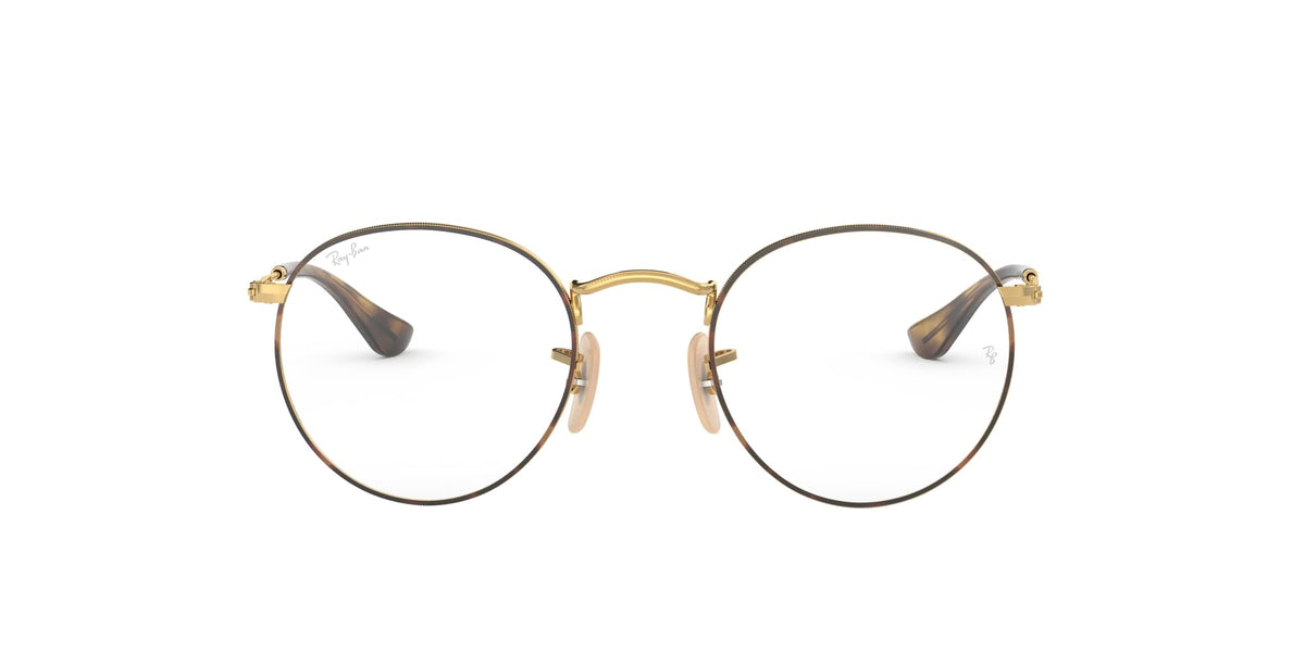 Ray-Ban RX3447V prescription frames, gold round metal eyeglasses