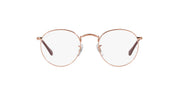 Rose gold round prescription eyewear frames with dark acetate temples