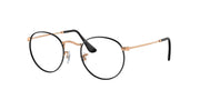 Ray-Ban round metal prescription frames, black with rose-gold accents