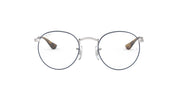Silver metal round eyeglass frames with clear demo lenses and slim temples.