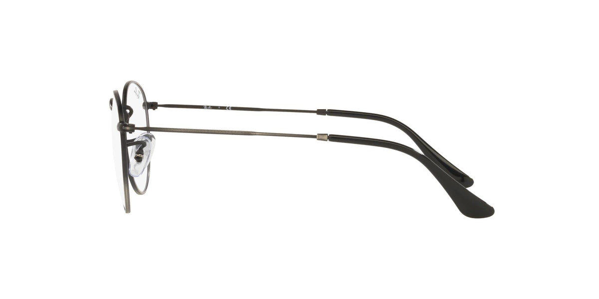 Round prescription eyewear frames, metal front with clear lens, black temple arms