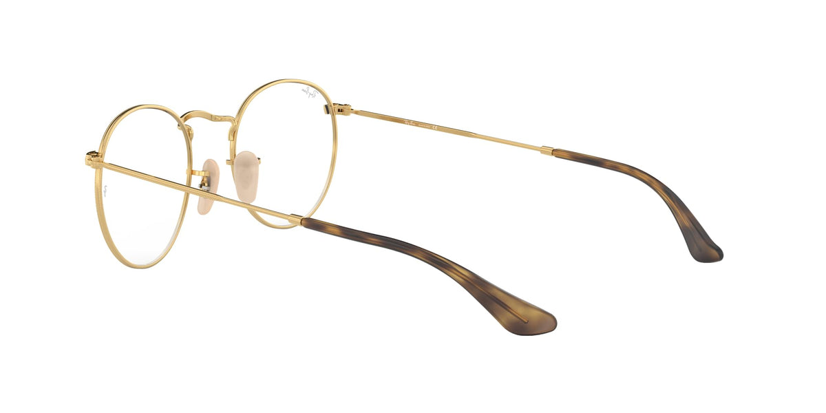 Ray-Ban RX3447V prescription frames, gold round metal with tortoise-style temples